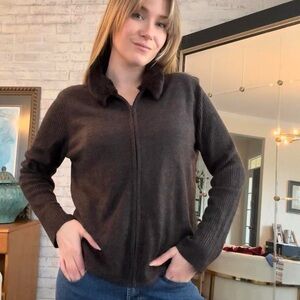 Vintage 2-piece sweater set with faux fur collar